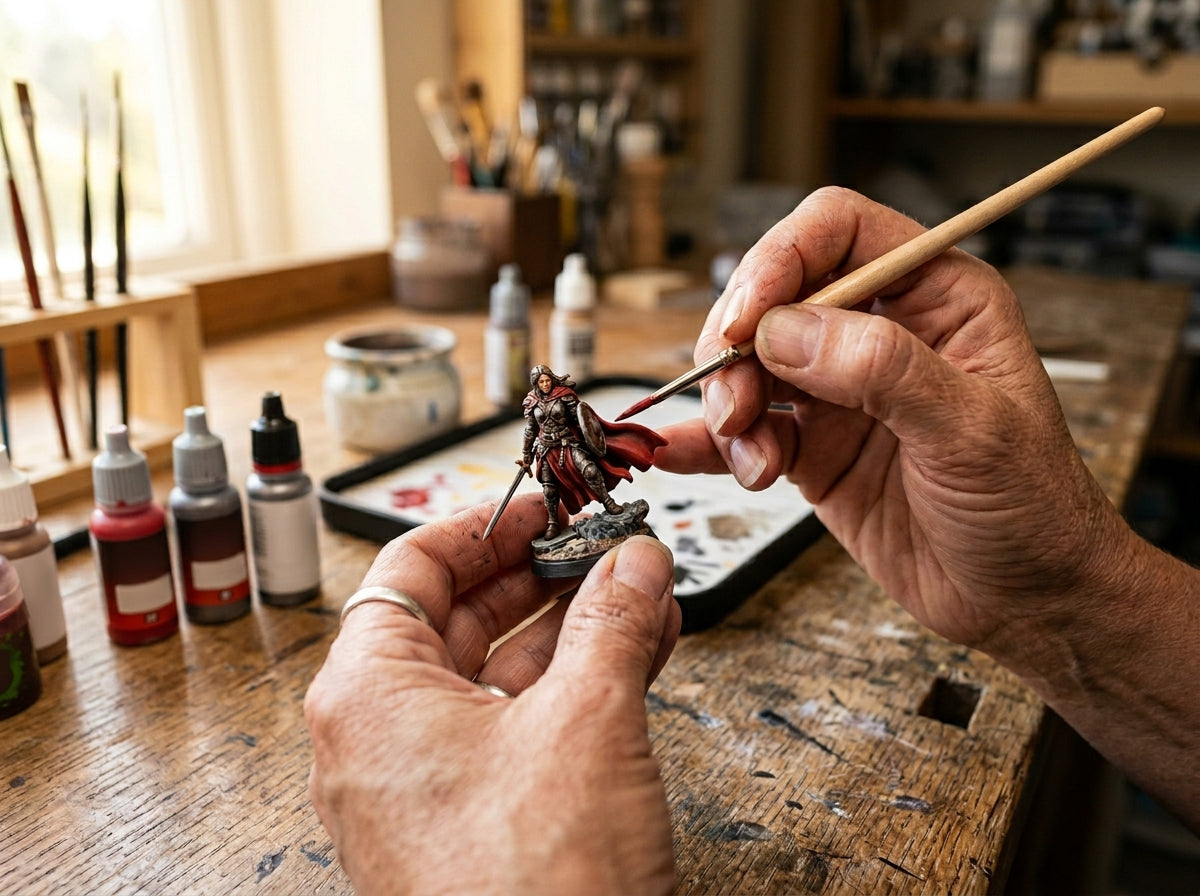 Artisan hand-finishing a figurine